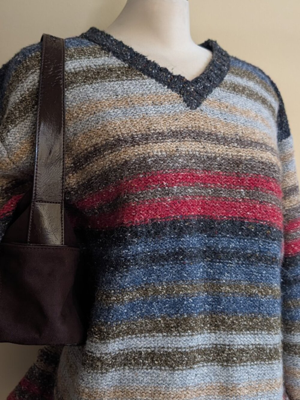 NEUTRAL STRIPE CHUNKY KNIT VINTAGE SWEATER
